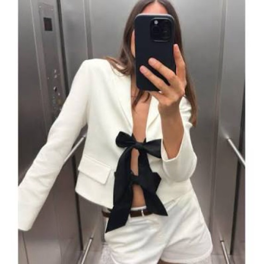 ZARA contrast tie Blazer